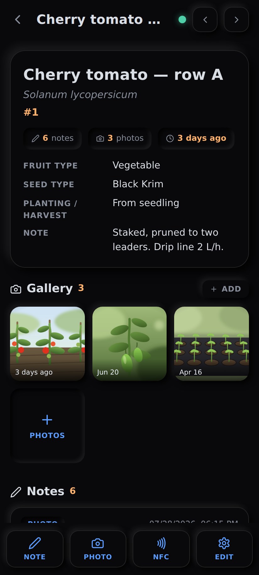 FieldMobile plant detail with photo gallery